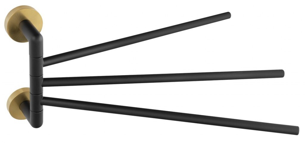 SAPHO LARISSA trojitý držák ručníků otočný 350, černá/zlato mat WS022BG