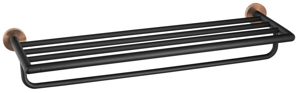 SAPHO LARISSA polička na ručníky s hrazdou 600, černá/měď mat WS029BC