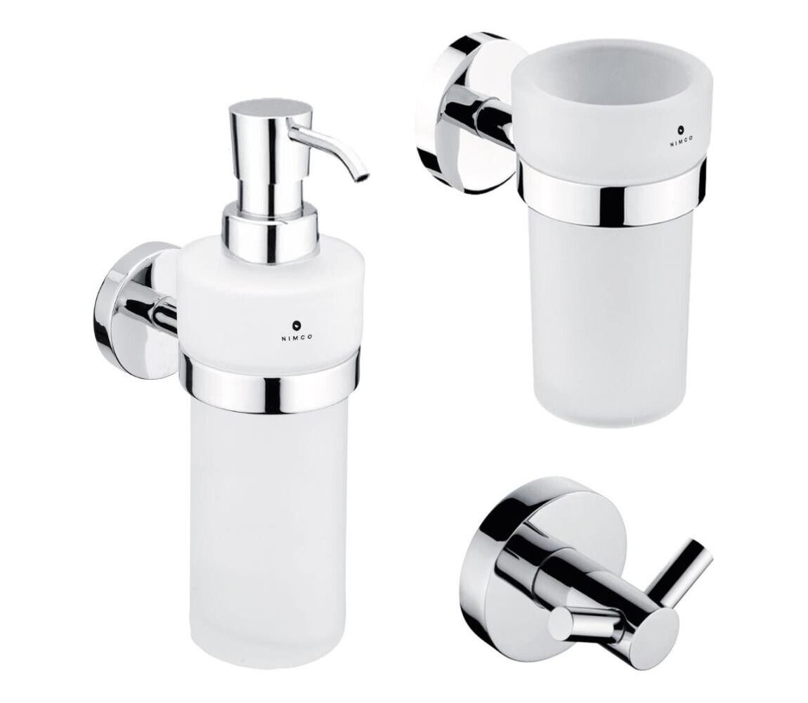 NIMCO NIMCO UN set-31W-26 - Dávkovač mýdla, stojan na kartáčky a nástěnný háček UNIX