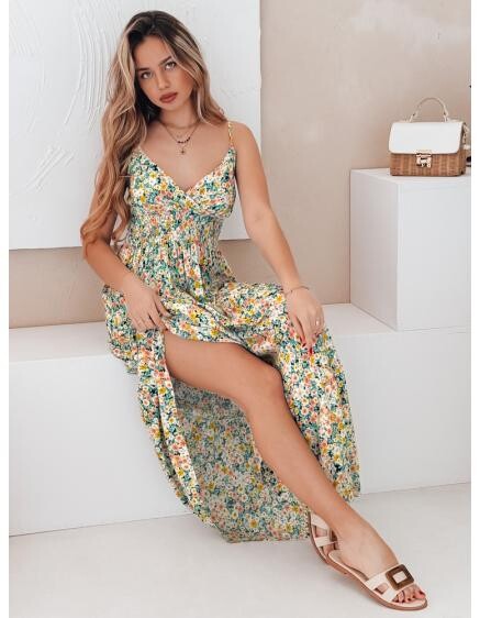 FLORALUSH maxi šaty se zelenými a žlutými květy