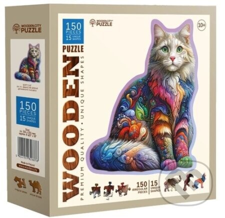 Dřevěné puzzle Jemná kočka 150 dílků - Wooden City