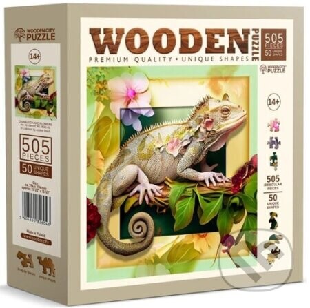 Dřevěné puzzle Chameleon a květiny 505 dílků - Wooden City