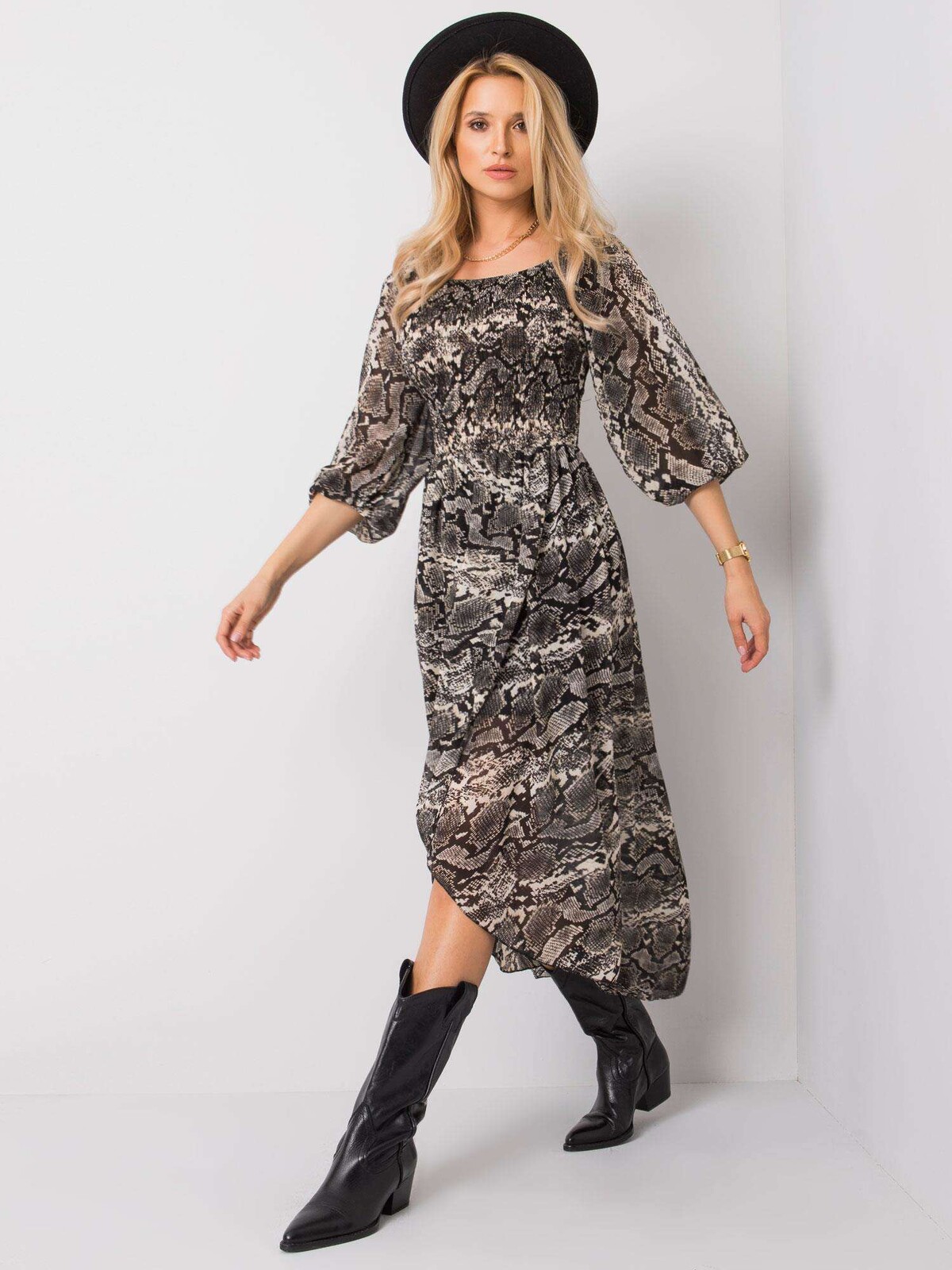 Dress-TW-SK-BI-8029.41-black-beige