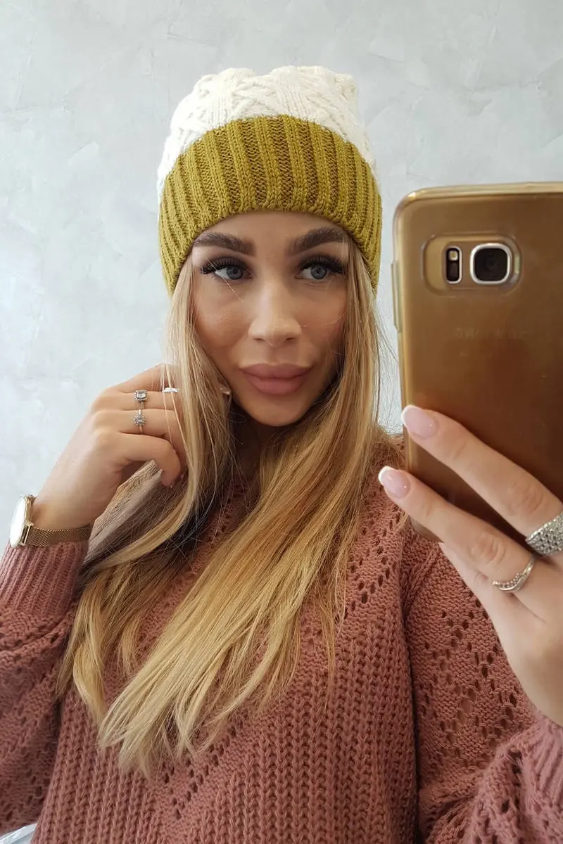 Kesi Fleecová čepice Bibiana K264 kiwi+ecru