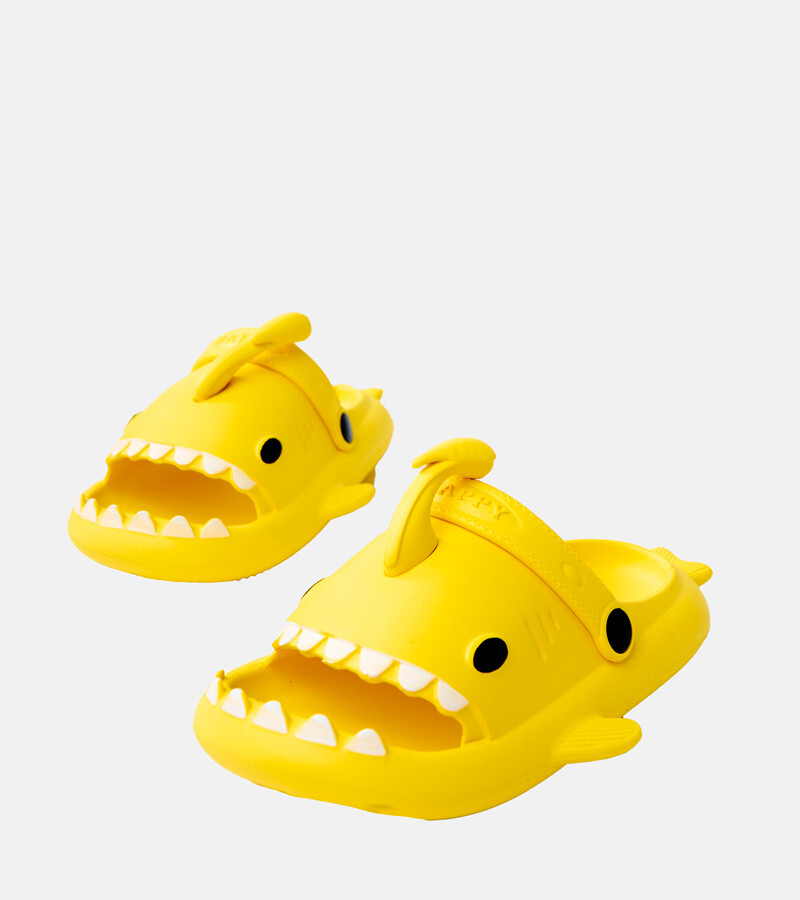 marka niezdefiniowana Yellow children's flip-flops with shark motif Tossi