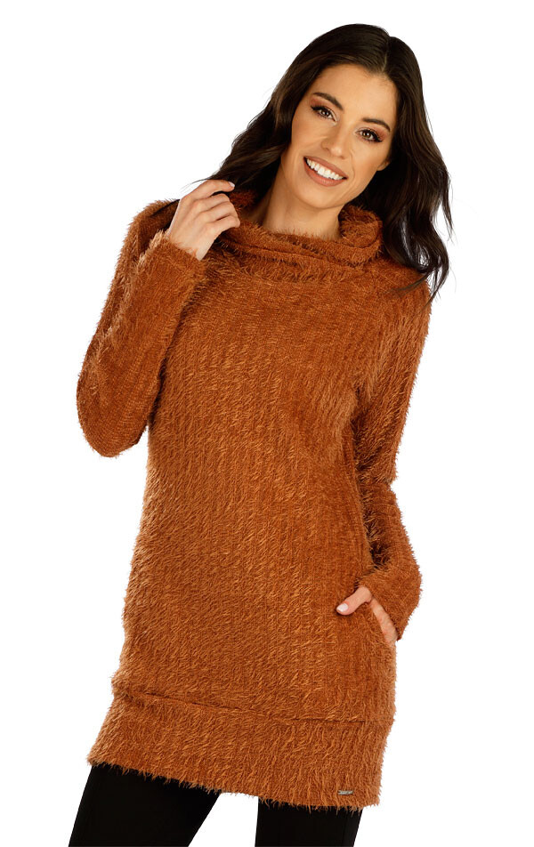 Dámské šaty s dlouhým rukávem 7e023 litex měděná s