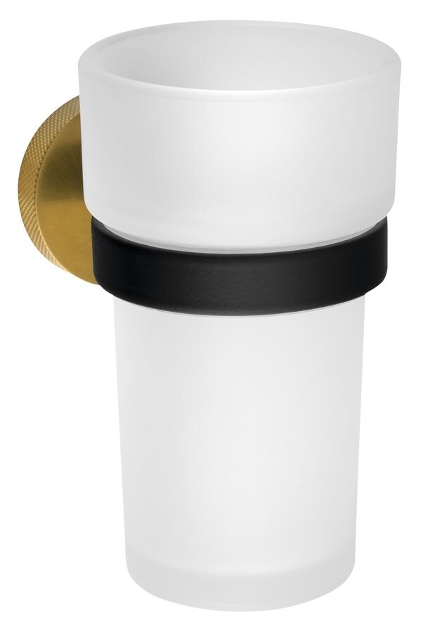 SAPHO LARISSA sklenka, mléčné sklo, černá/zlato mat WS004BG