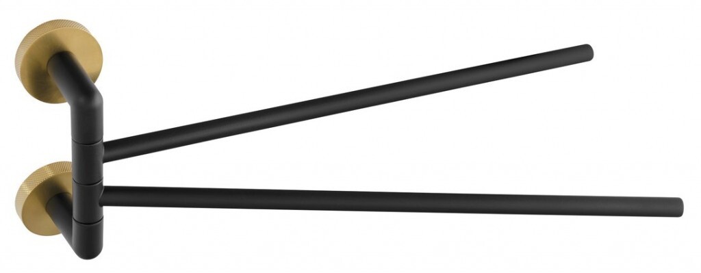 SAPHO LARISSA dvojitý držák ručníků otočný 350, černá/zlato mat WS021BG