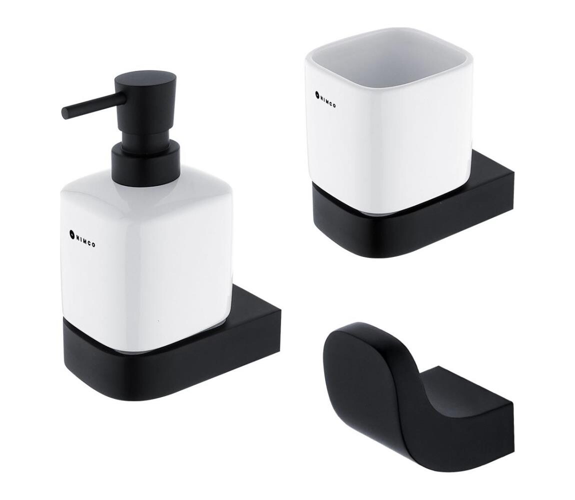 NIMCO NIMCO NKC set-31K-T-90-Dávkovač mýdla, stojan na kartáčky a nástěnný háček NIKAU