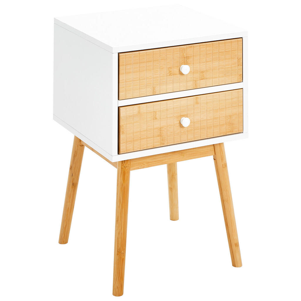 Xora NOČNÍ STOLEK, borovice, přírodní barvy, bílá, 40/61,5/40 cm