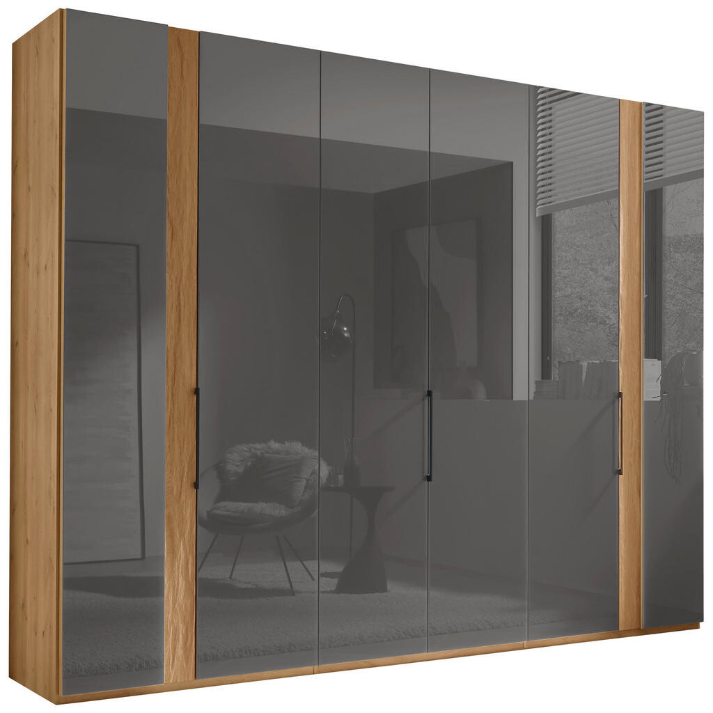 Dieter Knoll ŠATNÍ SKŘÍŇ S OTOČNÝMI DVEŘMI, dub, dub bianco, lávově šedá, 300/216/58 cm