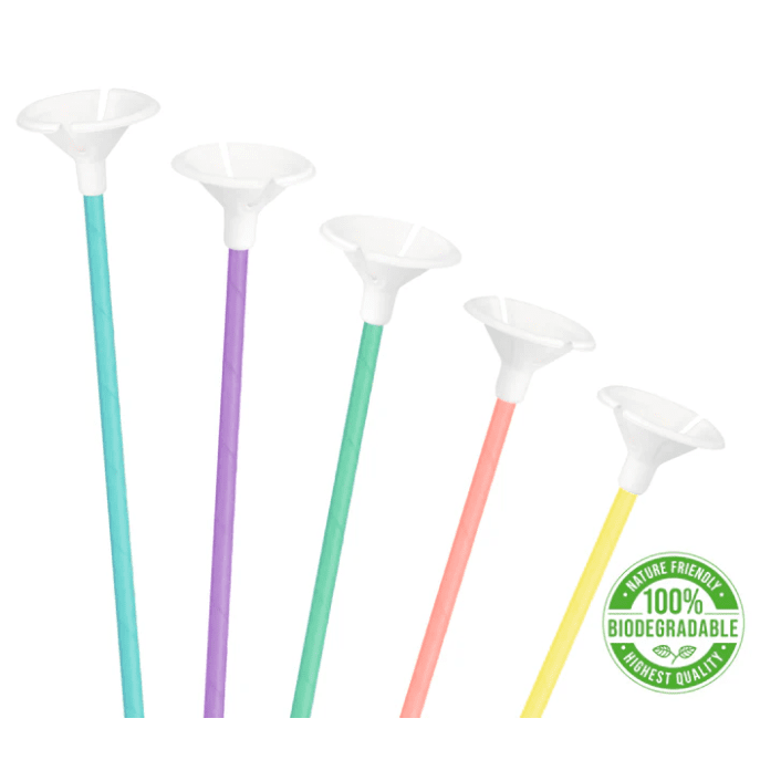 Eko papírové tyčinky na balónky pastelové 10 ks - Party Pal