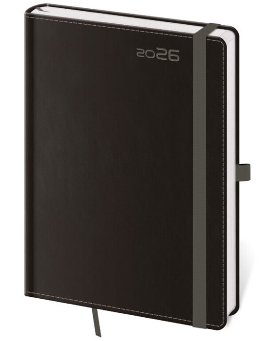 Týdenní diář 2026 B6 Double Black s poutkem
