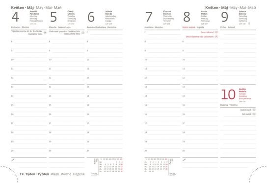 Týdenní diář 2026 B6 Print Pop růžový