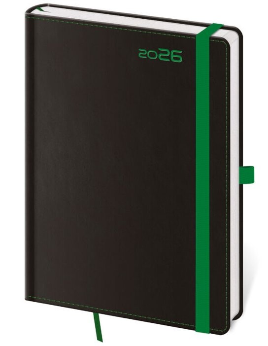 Týdenní diář 2026 B6 Black Green s poutkem