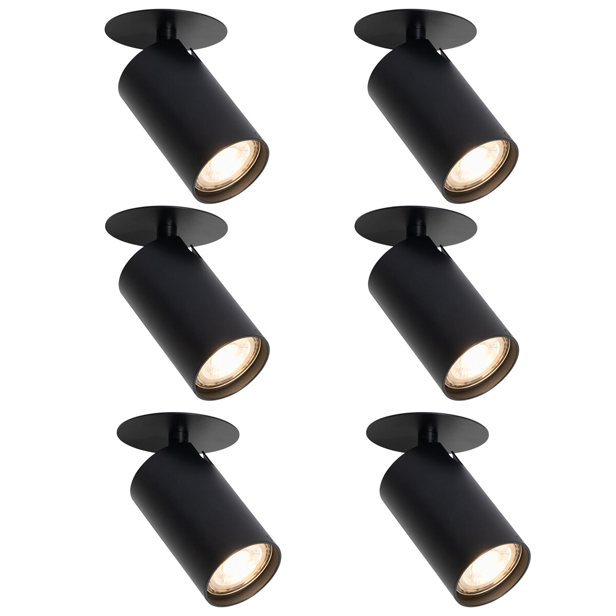 Sada 6 moderních zapuštěných bodových svítidel černá GU10 50mm - Chels