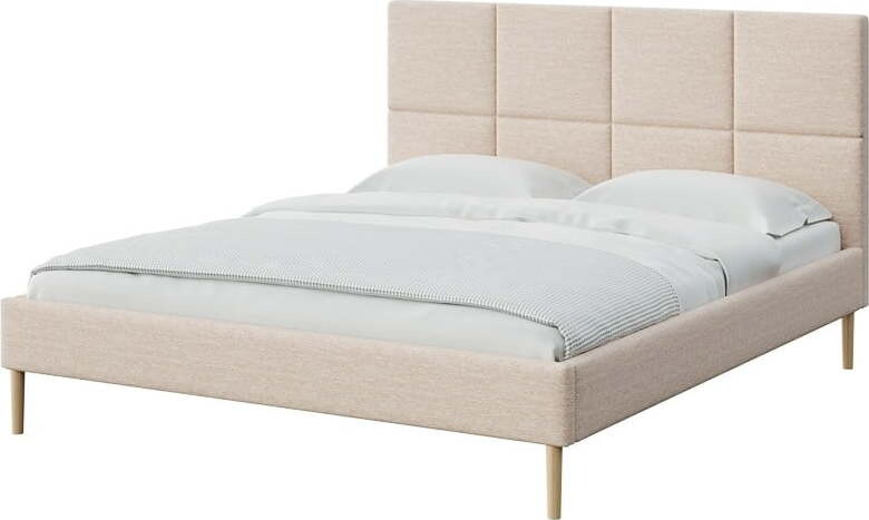 Krémová čalouněná dvoulůžková postel s roštem 160x200 cm Alano – MESONICA