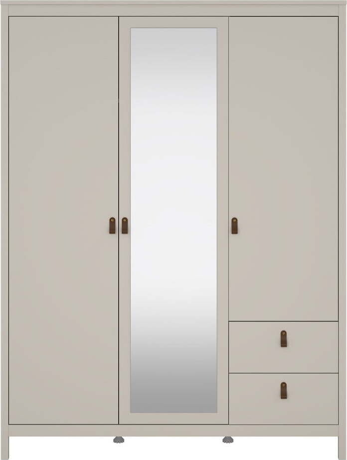 Šedobéžová šatní skříň se zrcadlem 150x199x58 cm – Tvilum