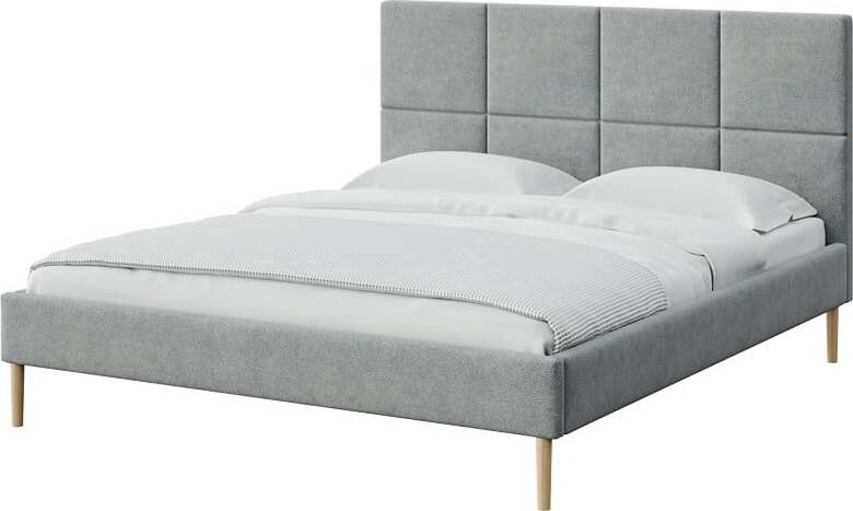 Šedá čalouněná dvoulůžková postel s roštem 180x200 cm Alano – MESONICA