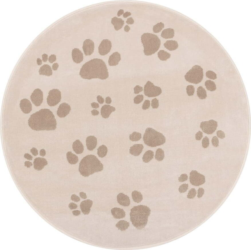 Béžový dětský koberec ø120 cm Paws Light Beige – FD