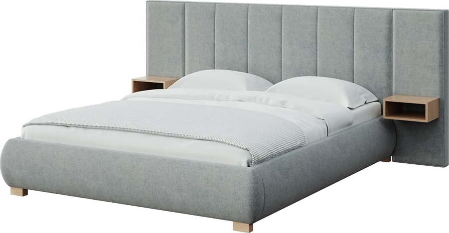 Šedá čalouněná dvoulůžková postel s roštem 140x200 cm Fioro – MESONICA