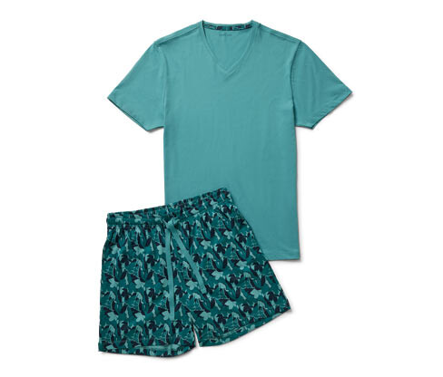 Tchibo - Krátká pyžamová souprava - pro muže - vel. S 44/46 - barva: modrá/s potiskem
