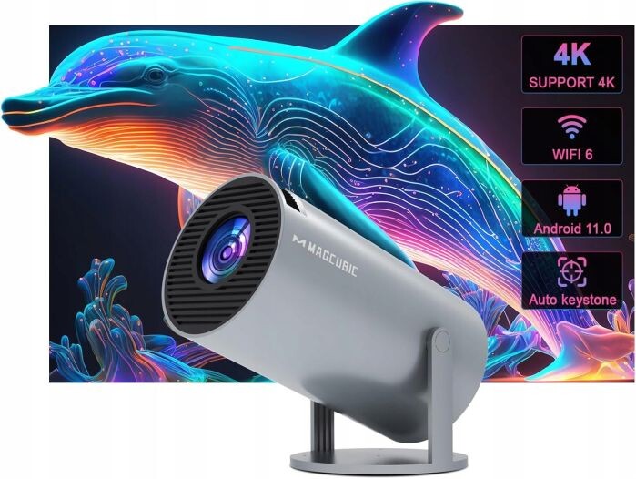 Projektor Android Tv Wifi Hd Smart Otočný Reproduktor Šedý HY300 Pro