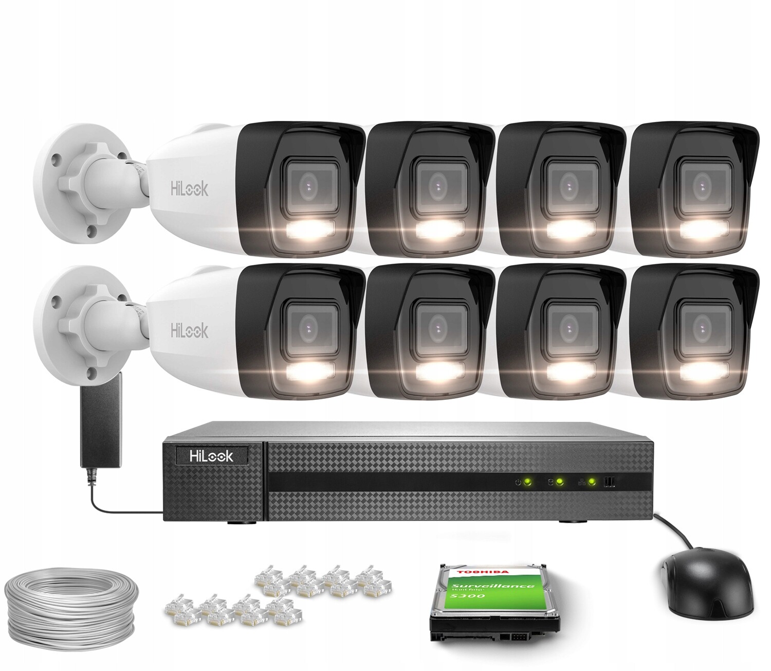 Sada pro monitorování HiLook 8x IPCAM-B8-30DL 4K Smart Hybrid-Light 30 m