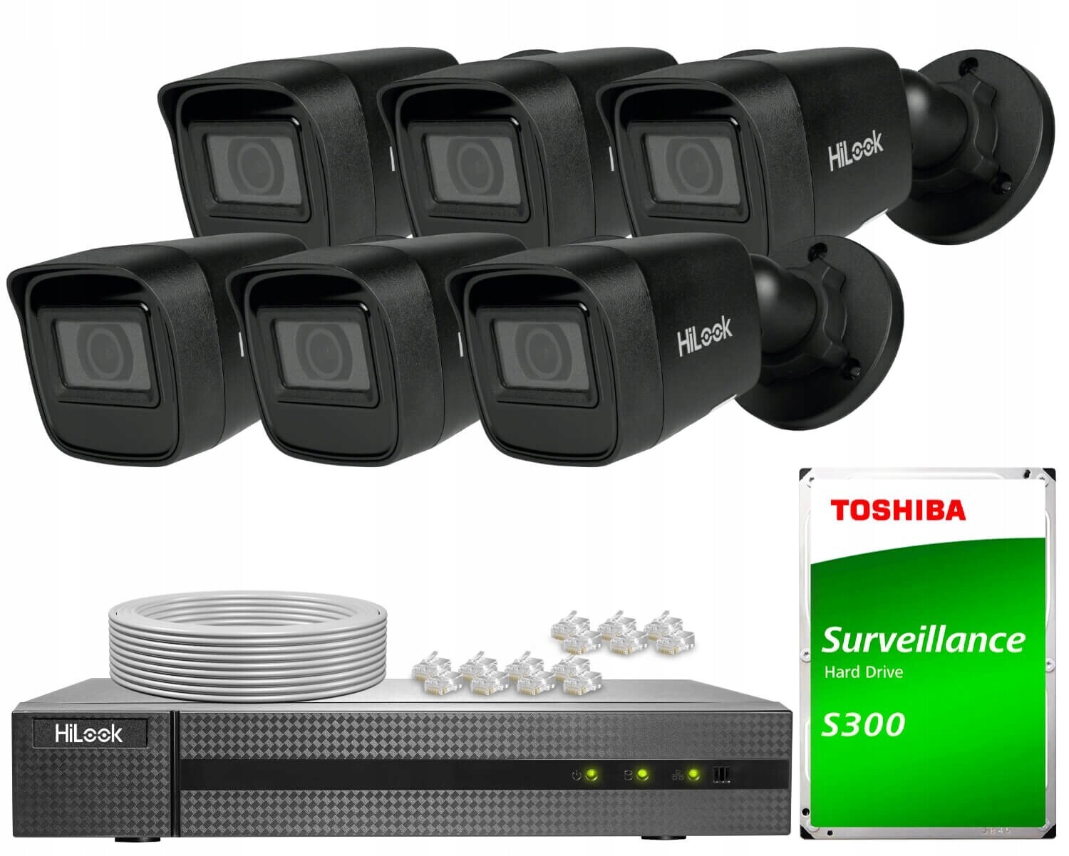 Sada pro monitorování 6x IPCAM-B4-P Black 2K+ HiLook od společnosti Hikvision