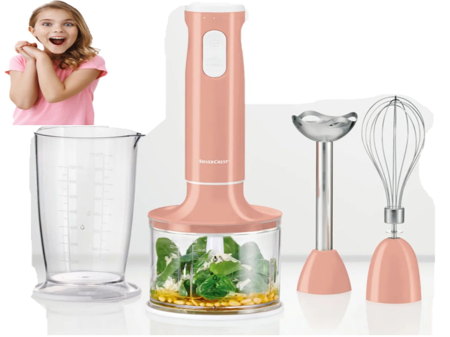 Tyčový mixér SilverCrest Ssms 600 E3 600 W růžový Velká Sada Příslušenství