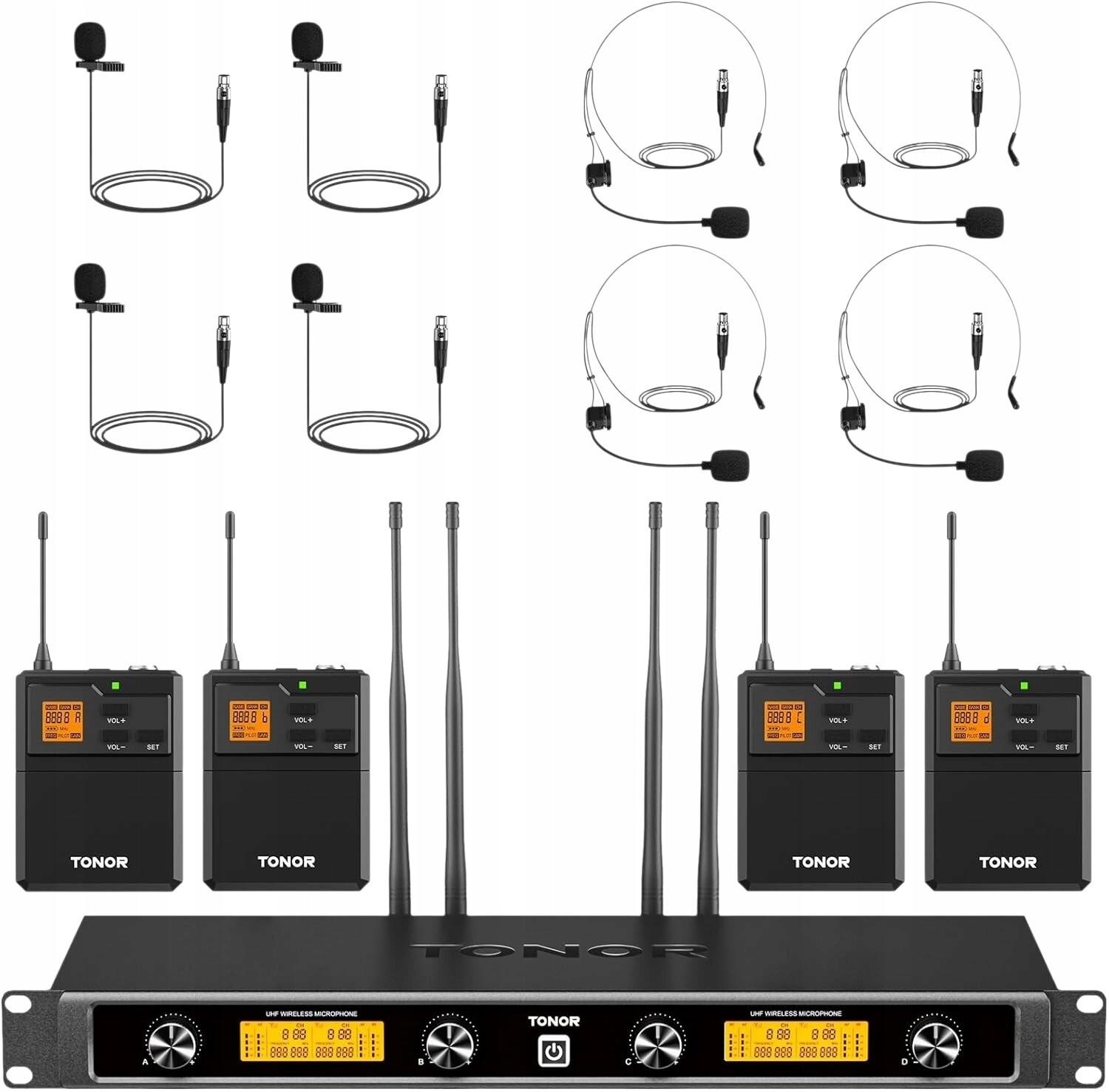 Tonor TW844 Bezdrátový mikrofonní systém Vysílač Bodypack Přijímač