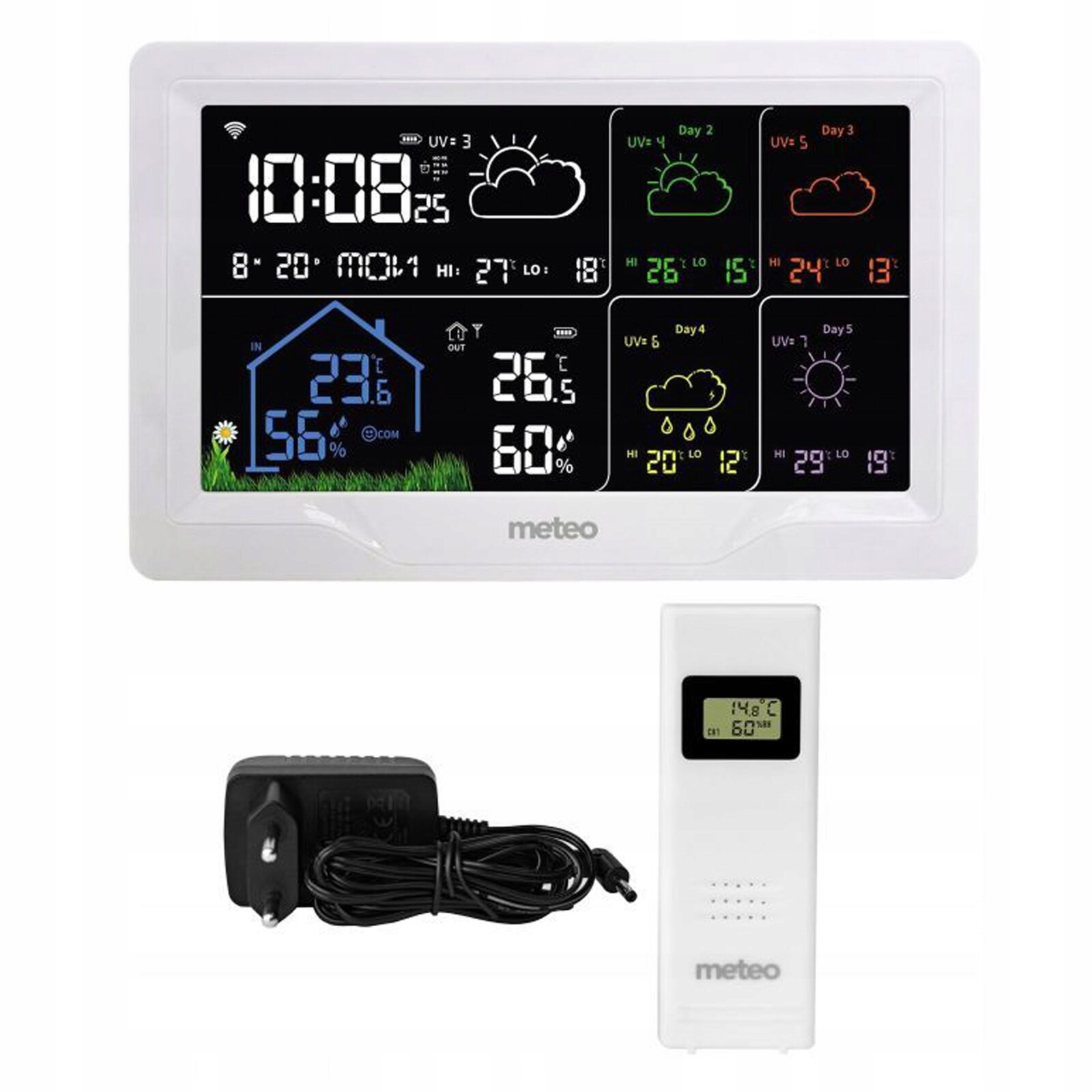 Wifi meteorologická stanice s funkcí předpovědi počasí Budík
