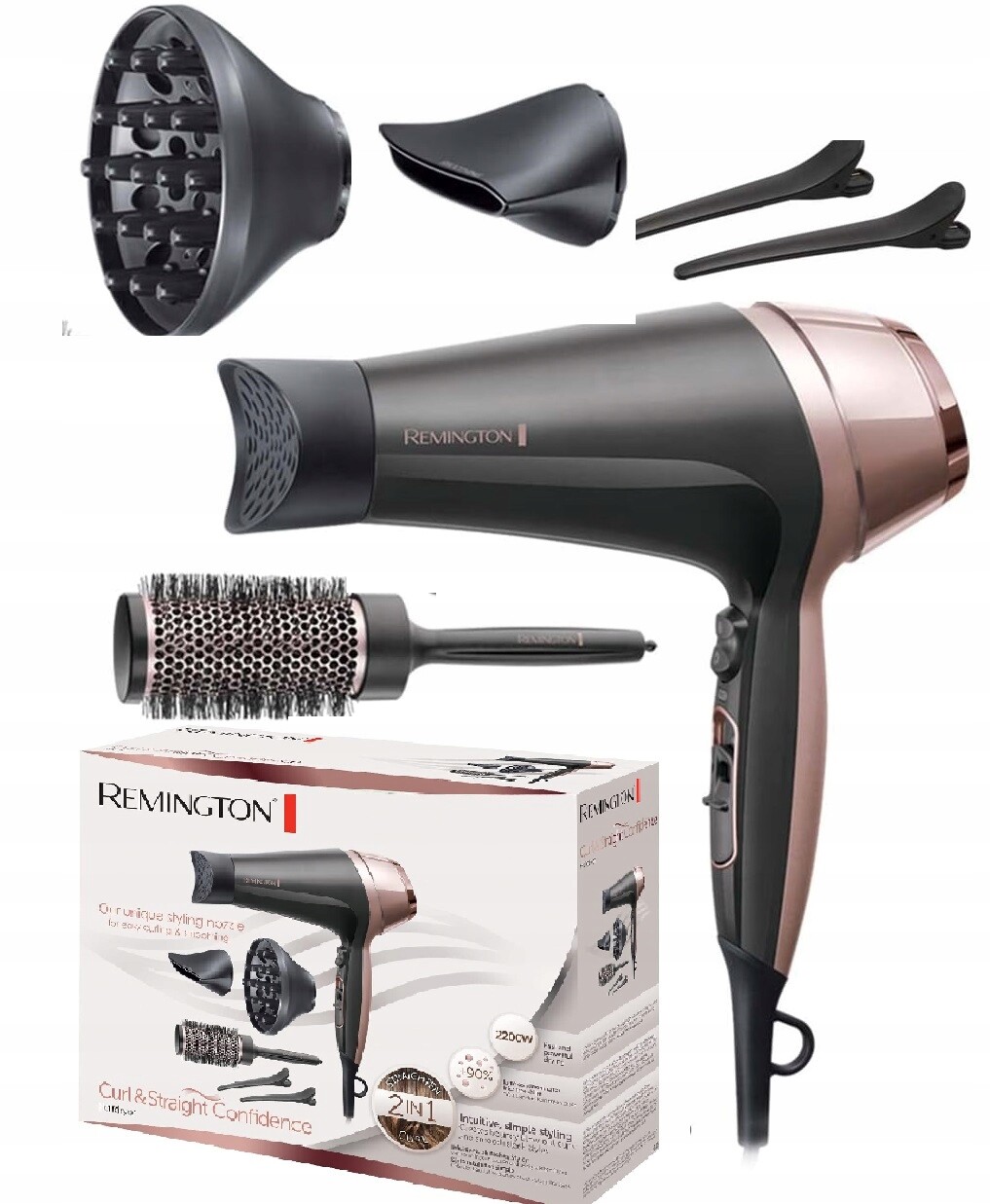 Vysoušeč vlasů s ionizací 2200W Remington Curl&Straight Confidence Pro