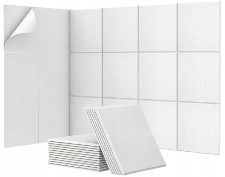 Tonor Akustické desky čtvercové bílé samolepící 30x30x0,9 Cm 36 Ks