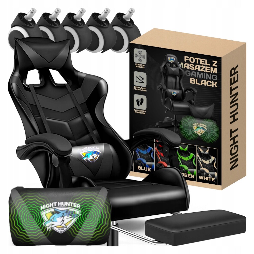 Herní křeslo s Masáží zad Počítačové Otočné pro hráče Podnožka!