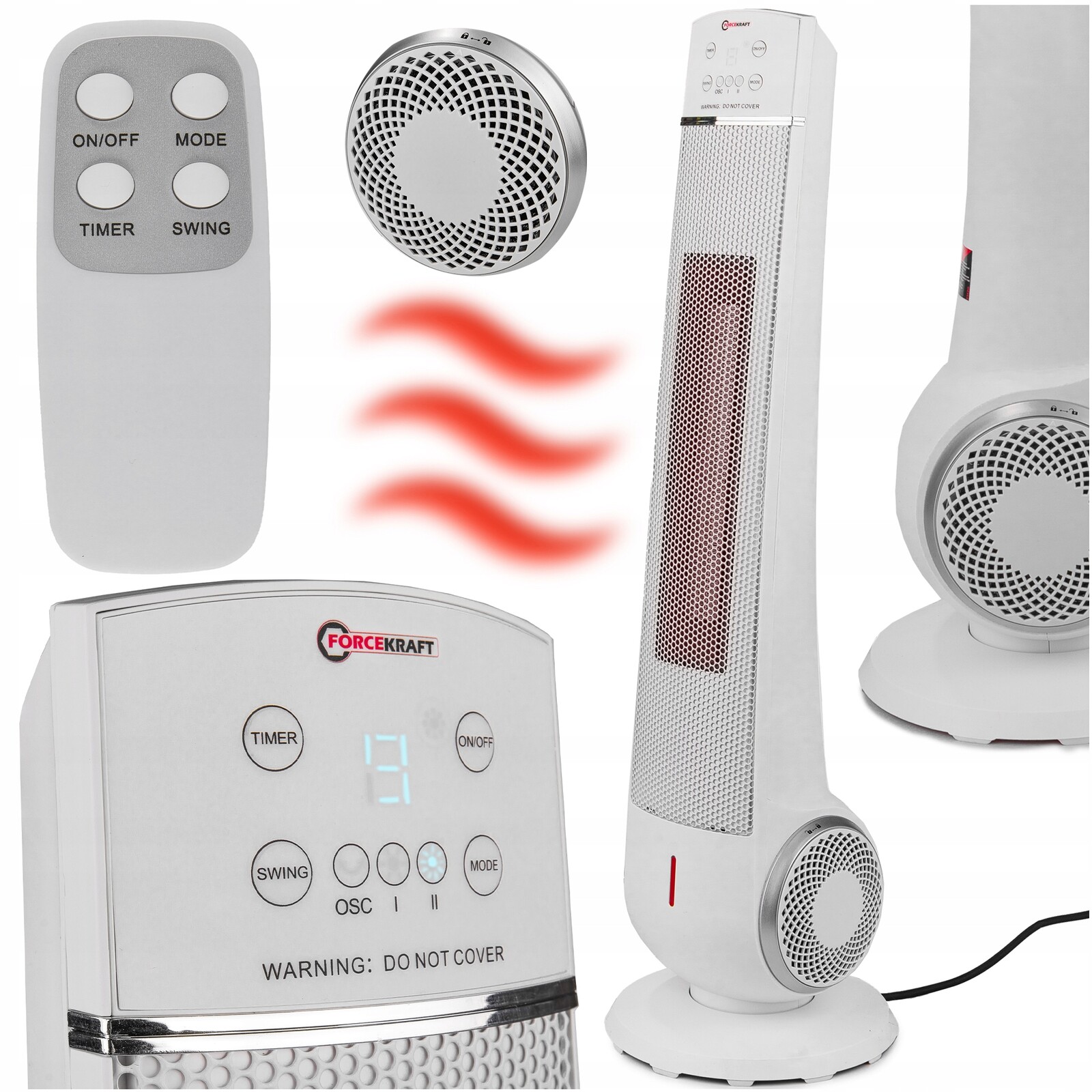 Termoventilátor Elektrický Ohřívač Farelka Velký Výkonný 2200W Dálkové Ovládání