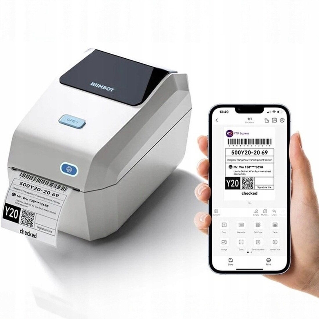 Termální tiskárna pro štítky s nálepkami Niimbot K3 Bluetooth WiFi Usb bílá