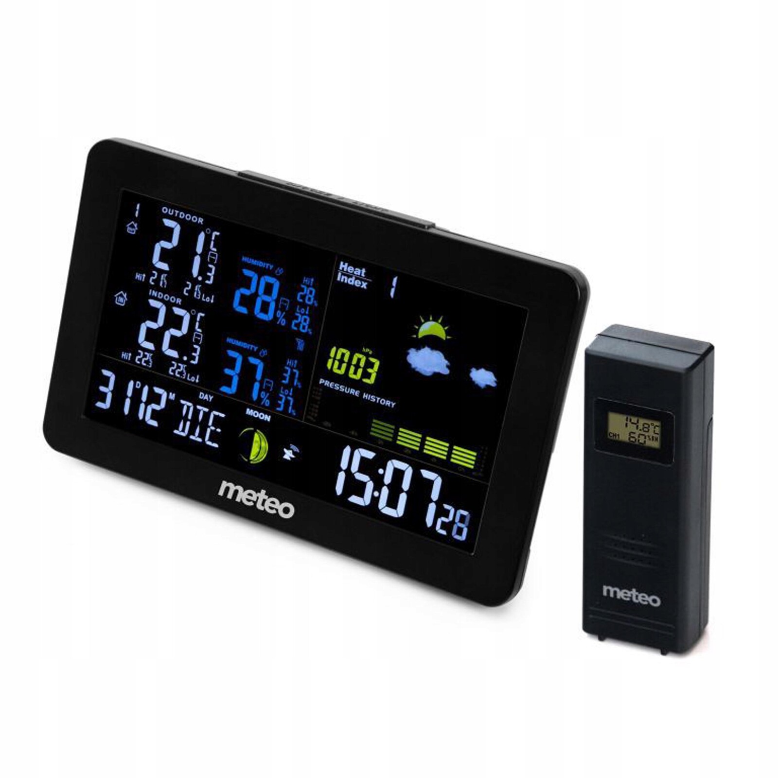 Meteorologická stanice s Dcf Černá SP99 Počasí LCD Va