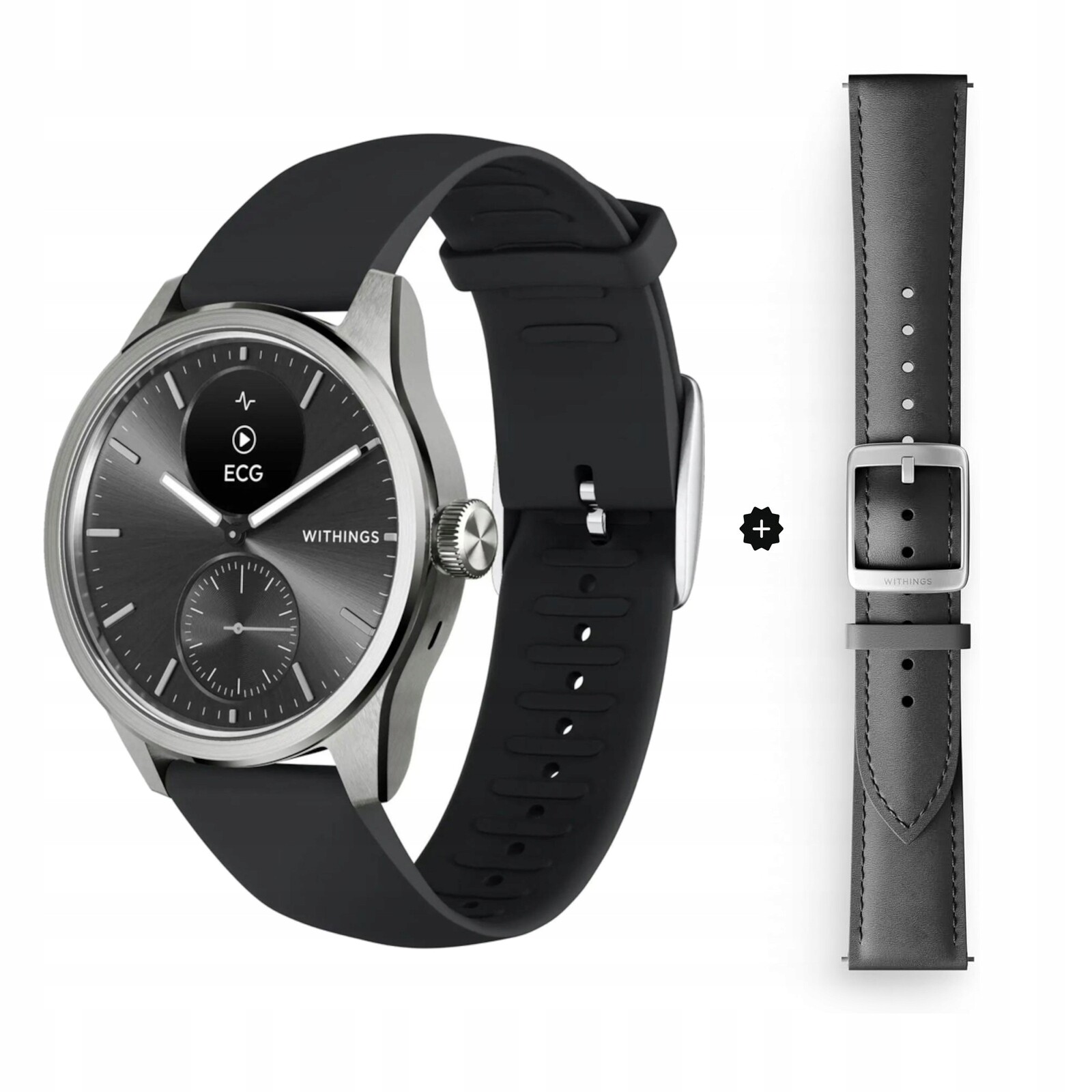 Withings Scanwatch 2 hodinky chytré hodinky puls Ekg 42 mm sada kožený řemínek