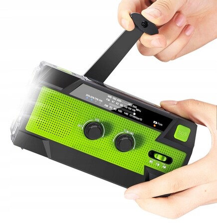 Solární Rádio Pro Kempování Am/fm Dynamo, Svítilna, Powerbanka, Usb, Omáčka