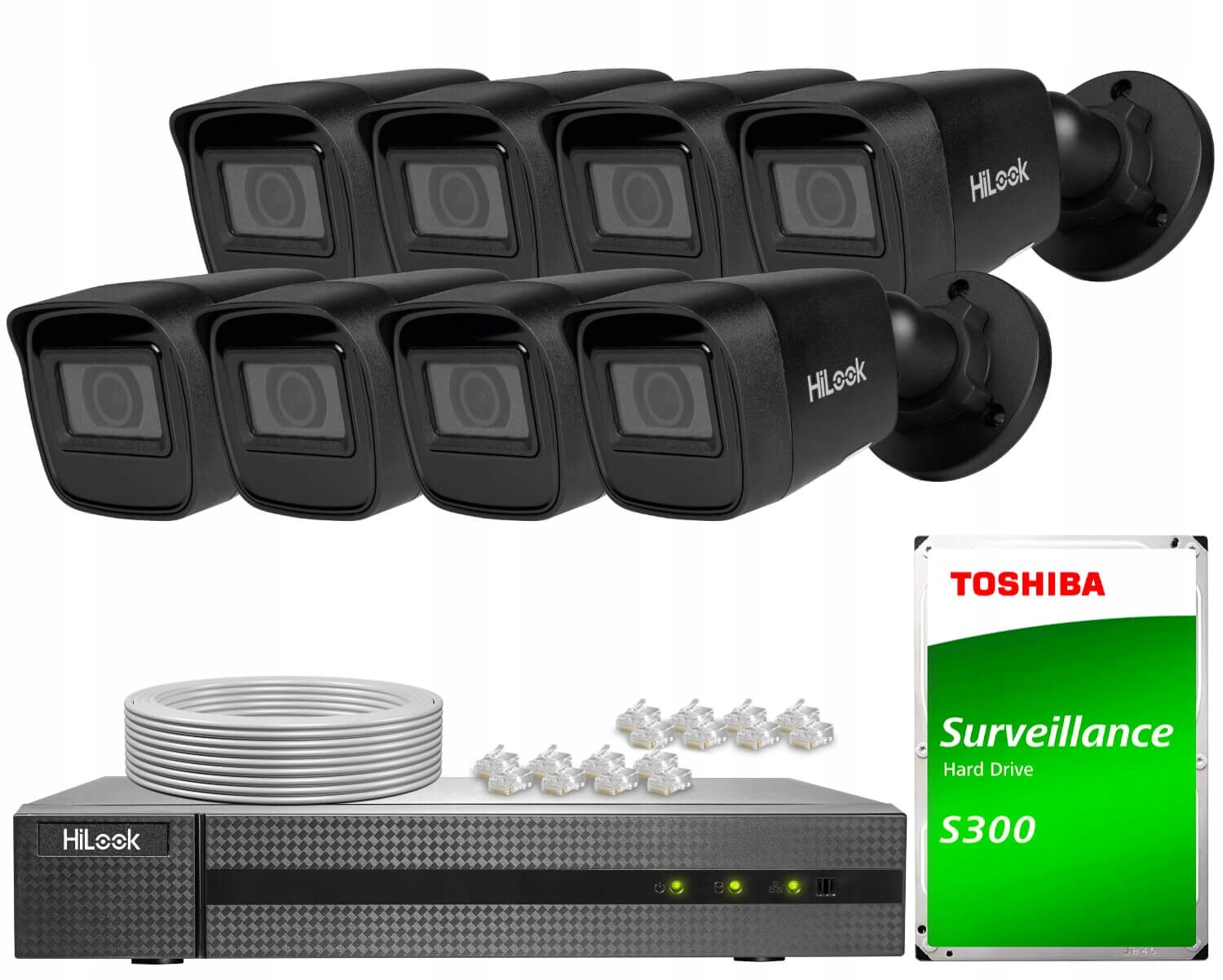 Sada pro monitorování 8x IPCAM-B4-P Black 2K+ HiLook od Hikvision