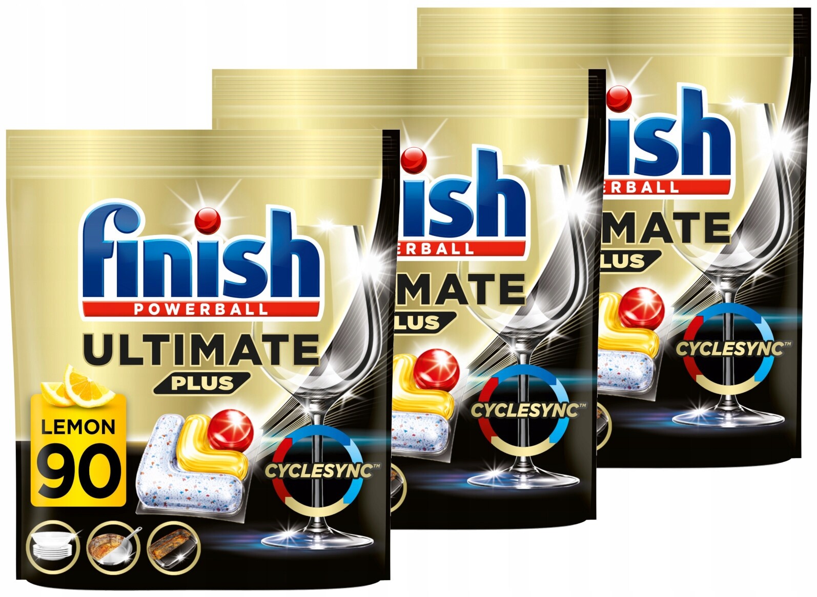 Finish Kapsle do myčky Ultimate Plus lemon sada 3 x 90 kusů