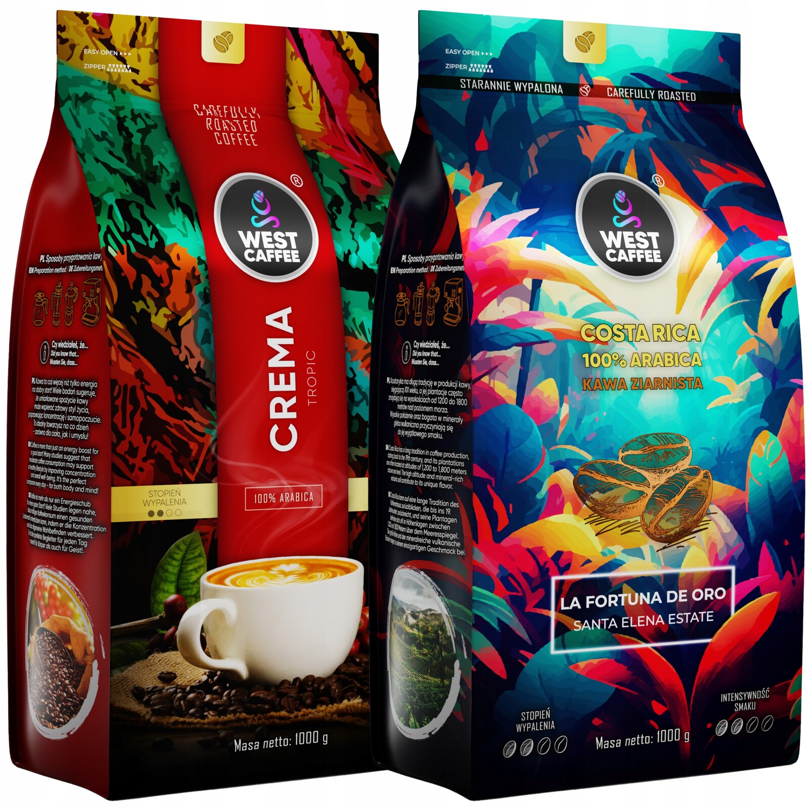 Káva Zrnková Set 2KG Crema Kostarika 100% Arabica Čerstvě pražená