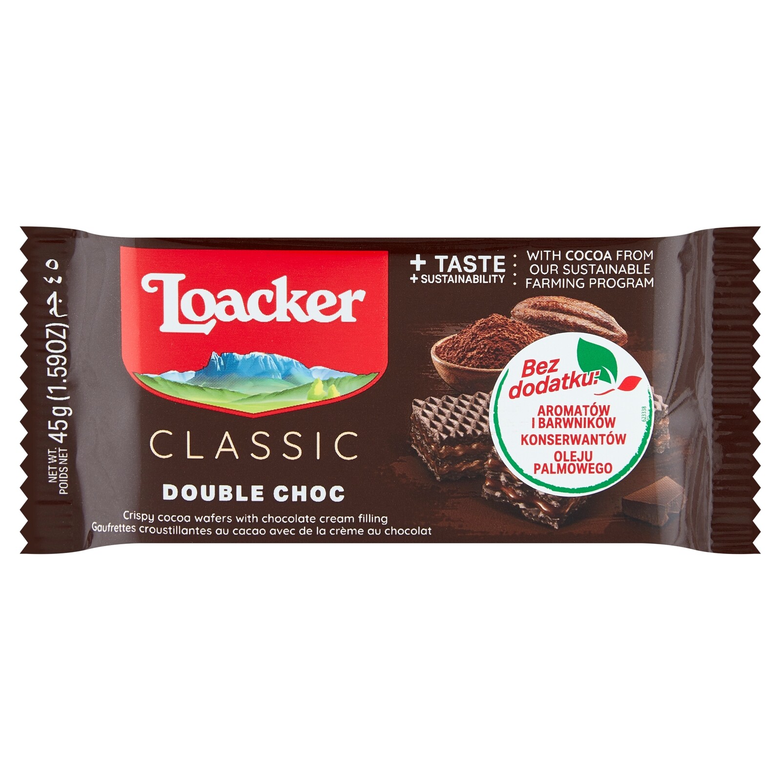 Sada Loacker Oplatek překládaný krémem Double Choc Classic 45G 25 Ks