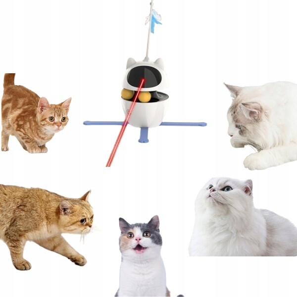 2 x Rojeco Interaktivní Hračka Pro Kočky 3V1 S Míčem A Laserem