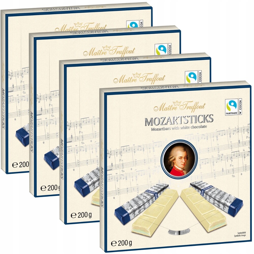 Maitre Truffout Mozartsticks White Tyčinky v bílé čokoládě 4x200 g