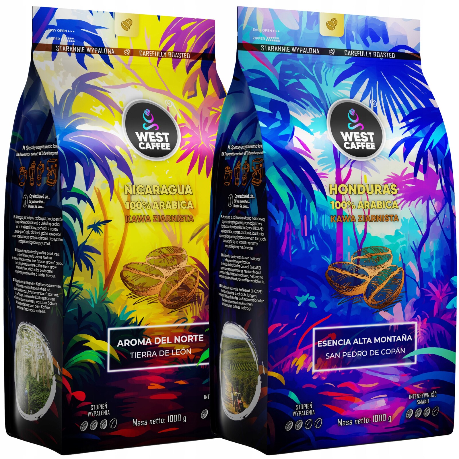 Káva Zrnková Set 2kg Nikaragua Honduras 100% Arabica Čerstvě pražená