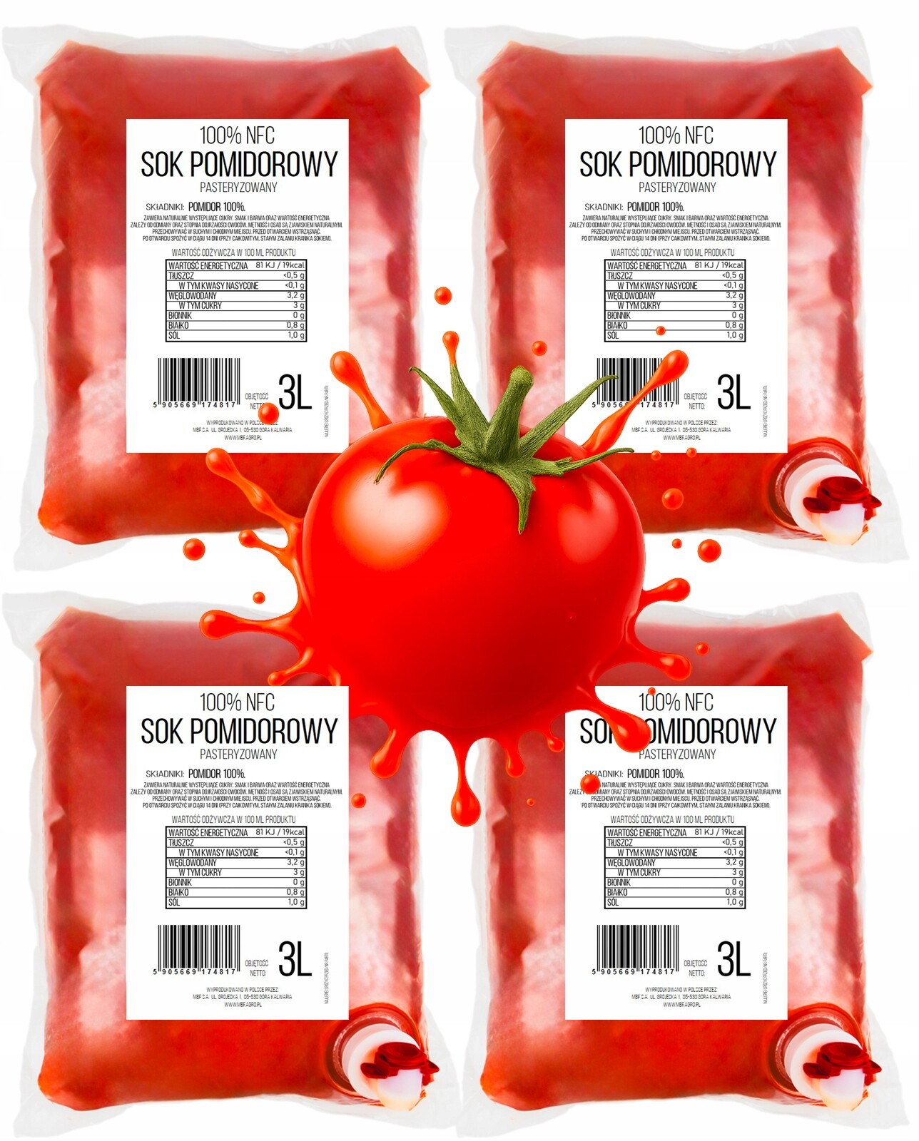 Rajčatový džus 100% 3 l Nfc Pure Press Rajče 4x3 l