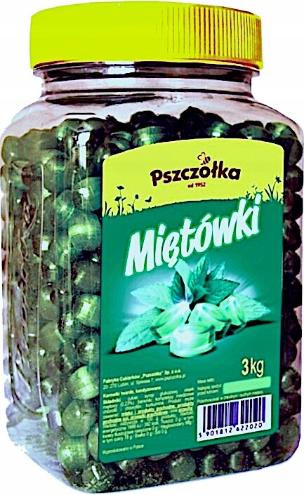 Mátové Bonbóny Karamelky Tvrdé Kandované Pszczółka 3KG