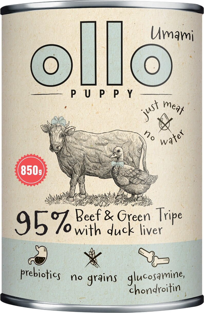 Ollo Puppy Umami Hovězí Žvýkačky Krmivo Vlhké pro štěňata Set 6x850g